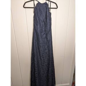 Dessy Collection Vivian Diamond Marquis Lace Halter Full Dress Size 0